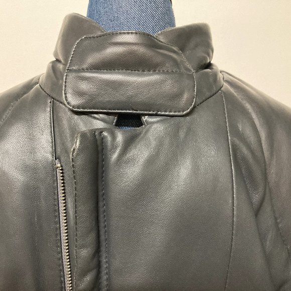 Mens Armani Exchange Leather Coat Grey Size Large - Picture 5 of 7